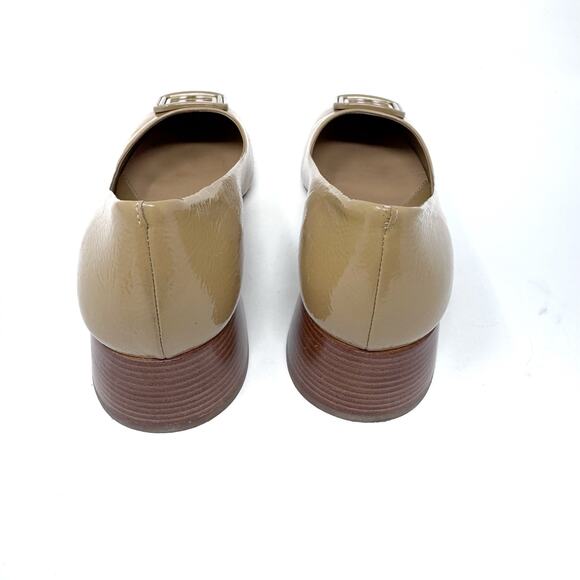 TORY BURCH Georgia Tan Patent Leather Square Toe Georgia Heels Pumps Size US 8 - Picture 6 of 9